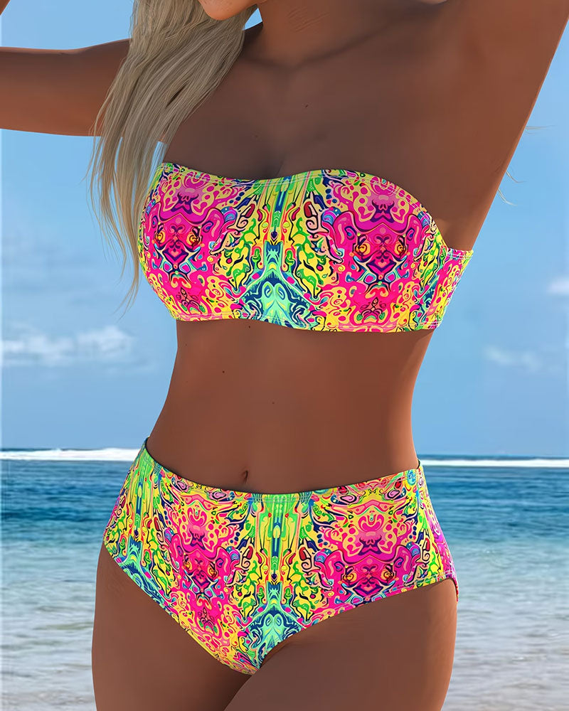 Bikini sin tirantes con estampado