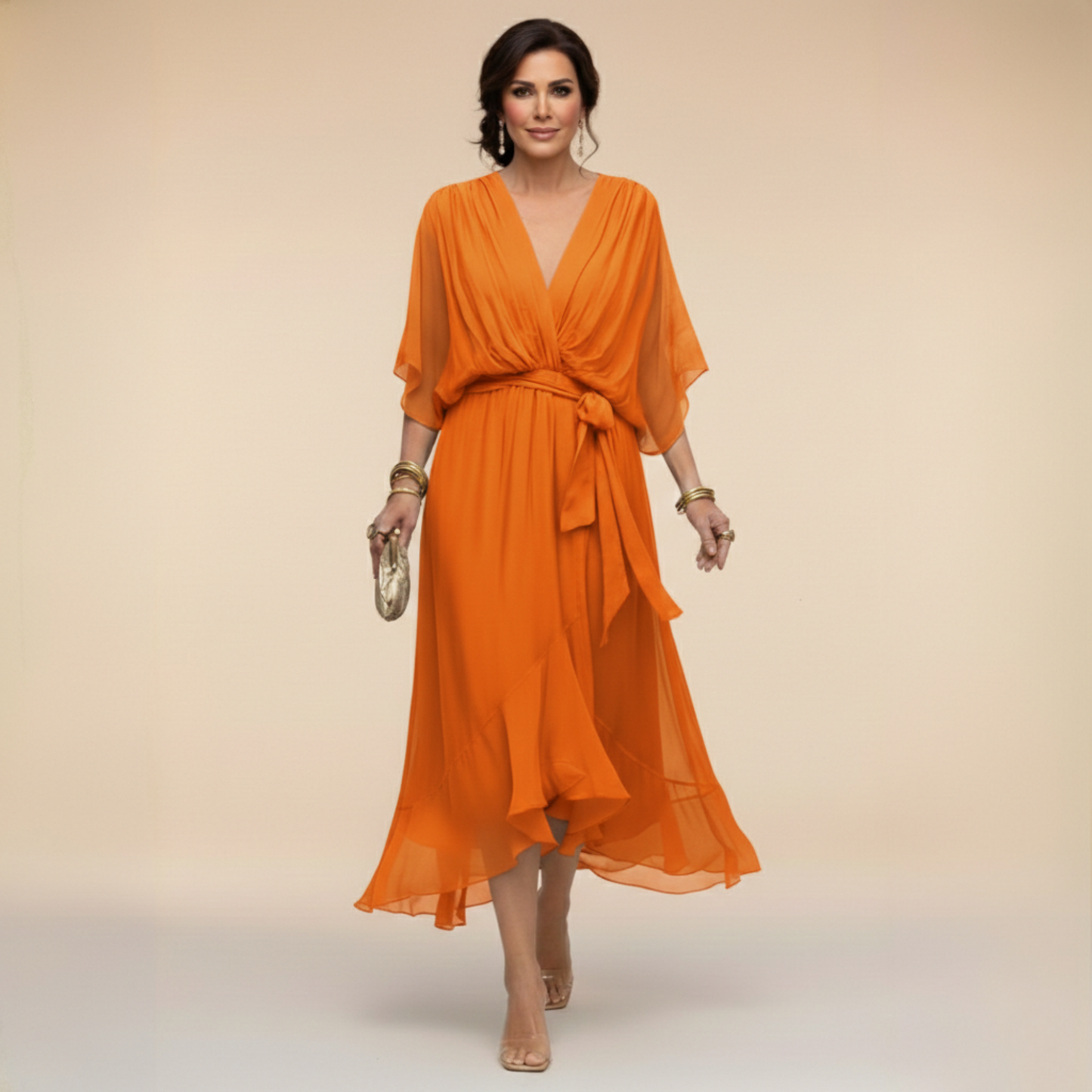 MARTA | Vestido ligero y transparente con escote en V