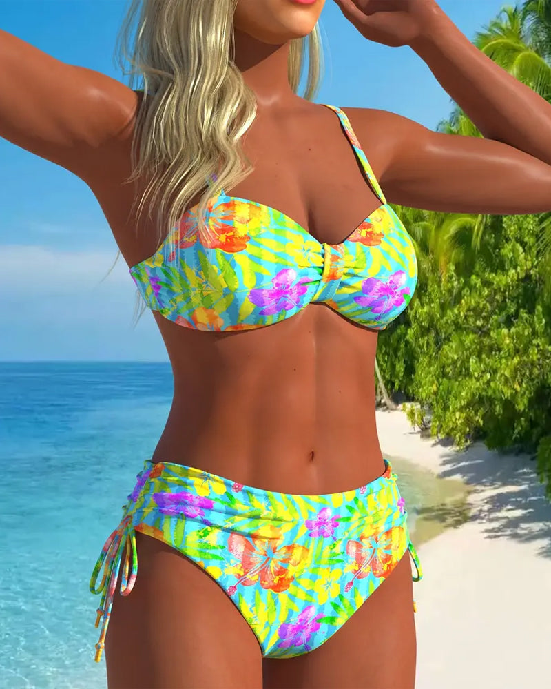 Traje de baño estampado talla mediana con lazo en la espalda