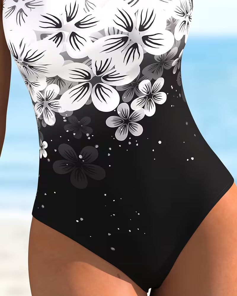 Traje de baño de una pieza con estampado floral