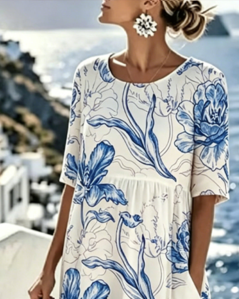 Vestido estampado de flores tropicales
