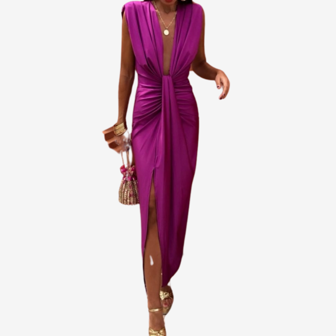 Assia™ Vestido midi drapeado