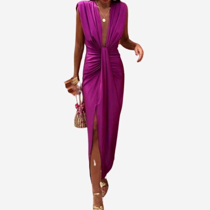 Assia™ Vestido midi drapeado