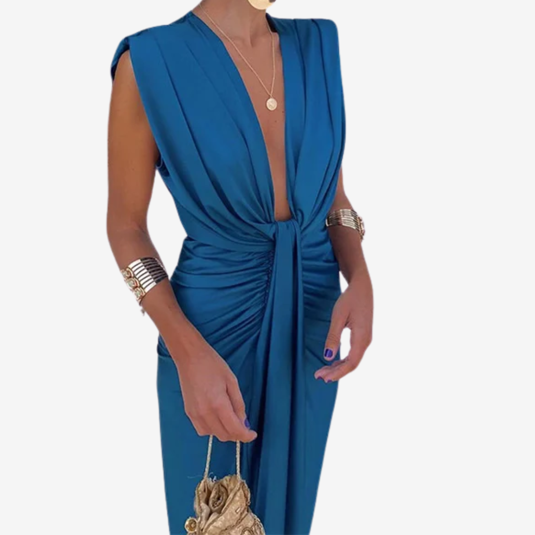 Assia™ Vestido midi drapeado