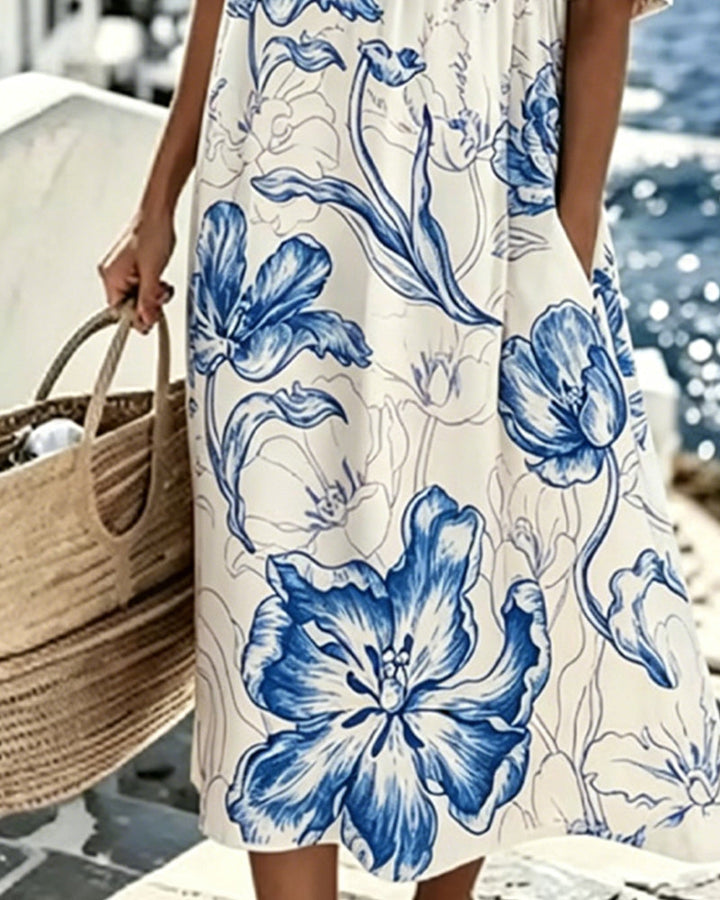 Vestido estampado de flores tropicales
