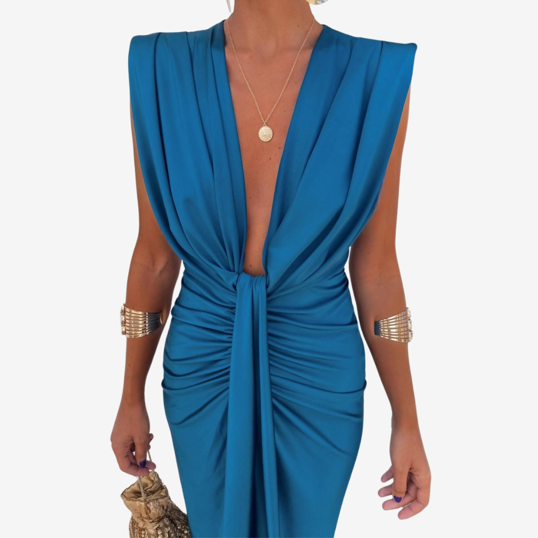 Assia™ Vestido midi drapeado