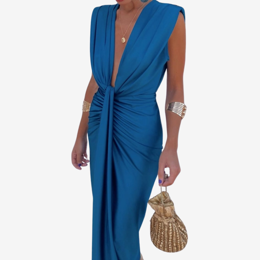 Assia™ Vestido midi drapeado