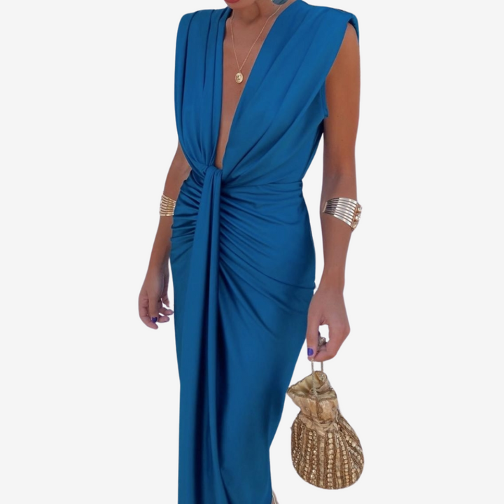 Assia™ Vestido midi drapeado