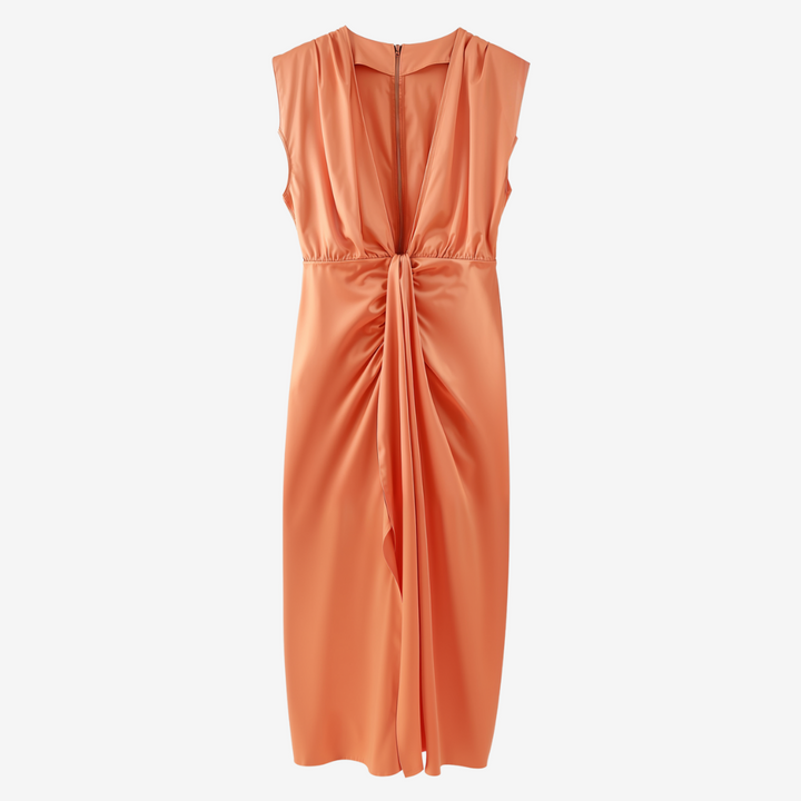 Assia™ Vestido midi drapeado