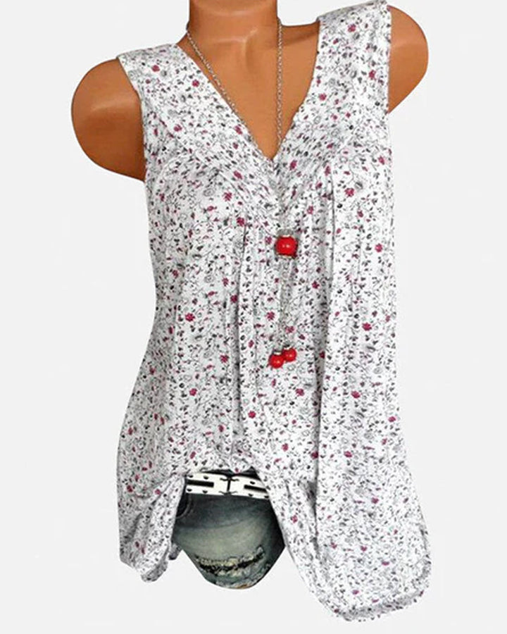 Top sin mangas con estampado floral