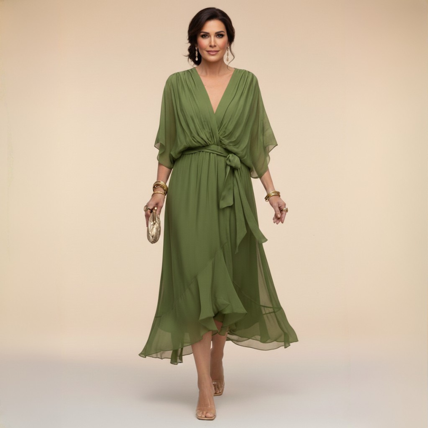 MARTA | Vestido ligero y transparente con escote en V