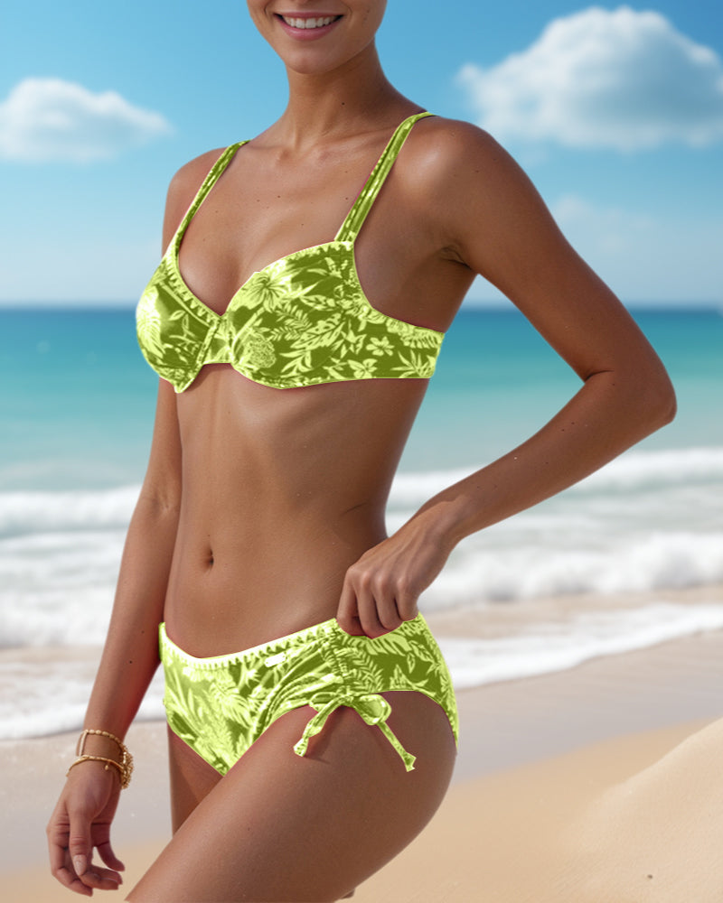 Bikini de dos piezas con top de triángulo, lazos y estampado