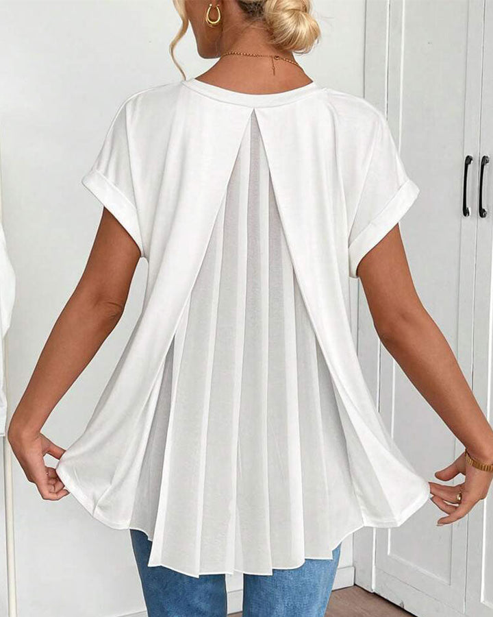 Camiseta de manga corta patchwork unicolor