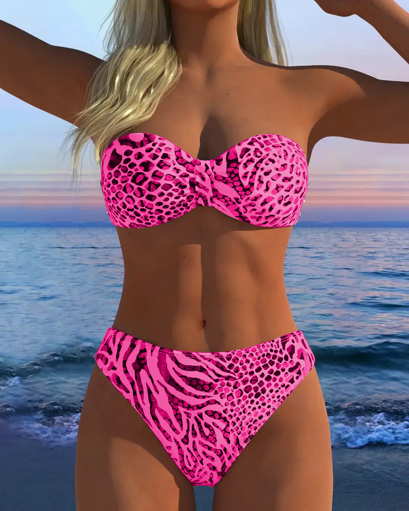 Bikini sexy de estampado leopardo de dos piezas