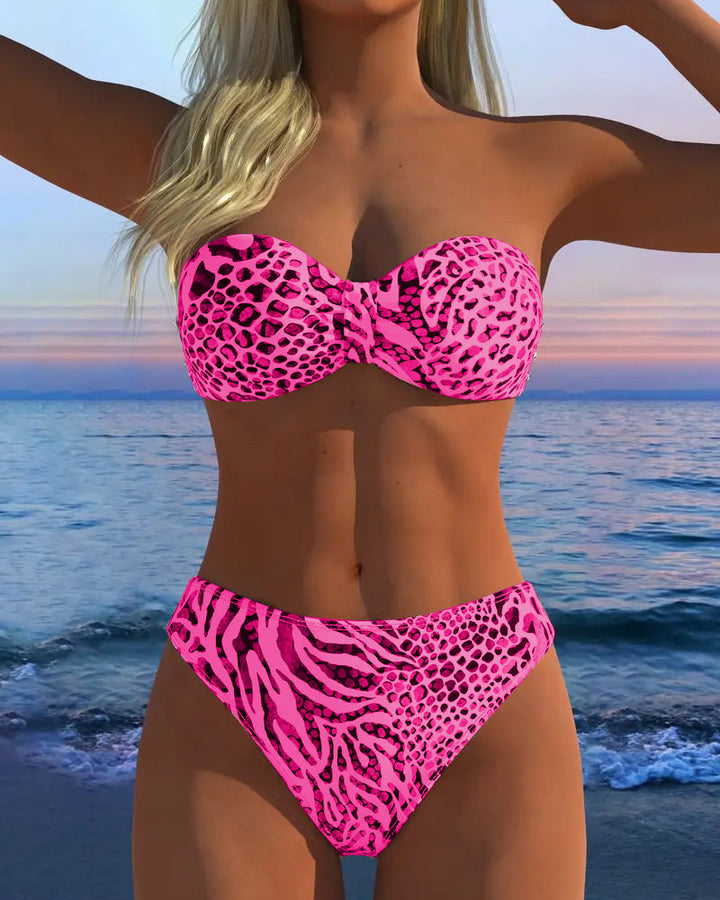 Bikini sexy de estampado leopardo de dos piezas