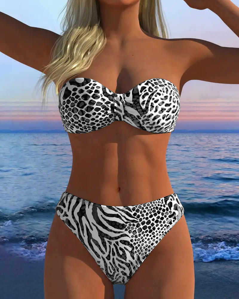 Bikini sexy de estampado leopardo de dos piezas