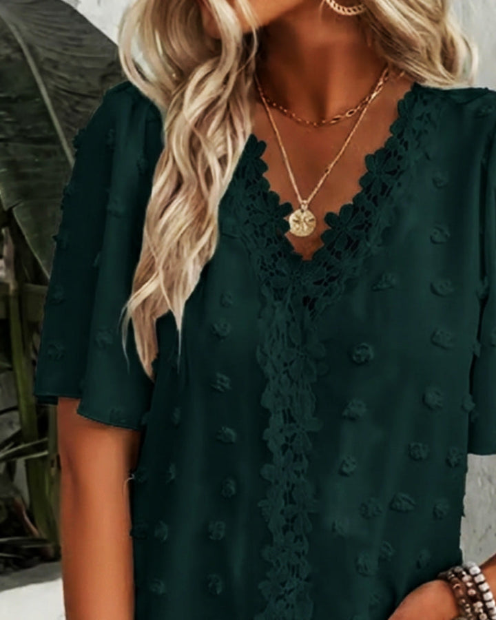 Blusa jacquard con manga volante