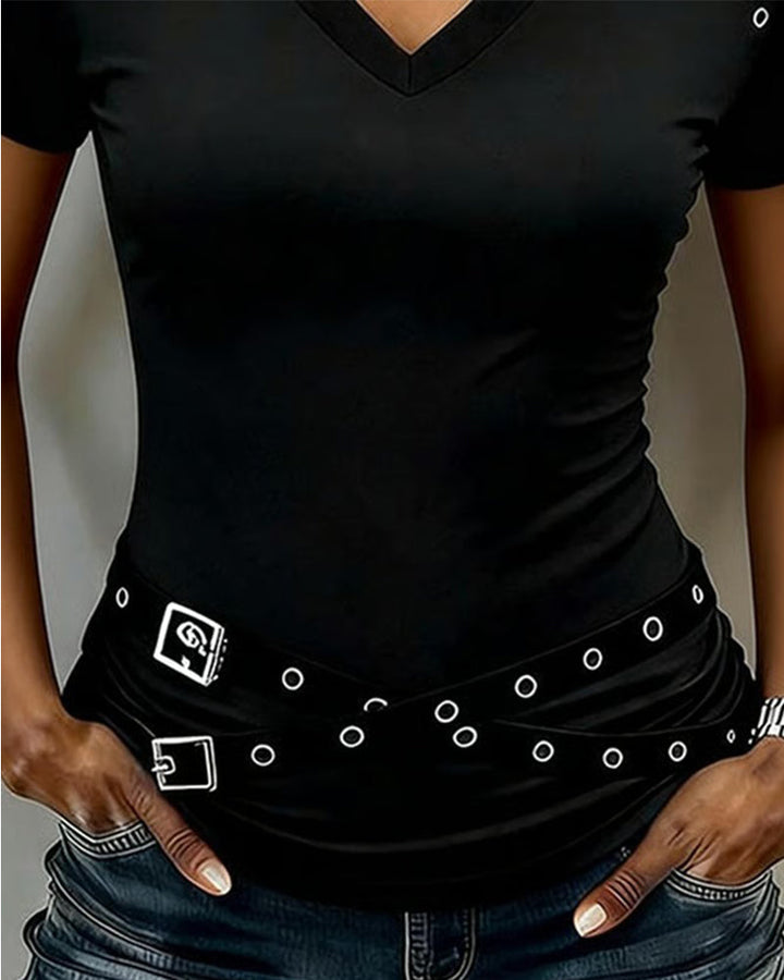 Camiseta con tiras cruzadas y recorte, corte Slim