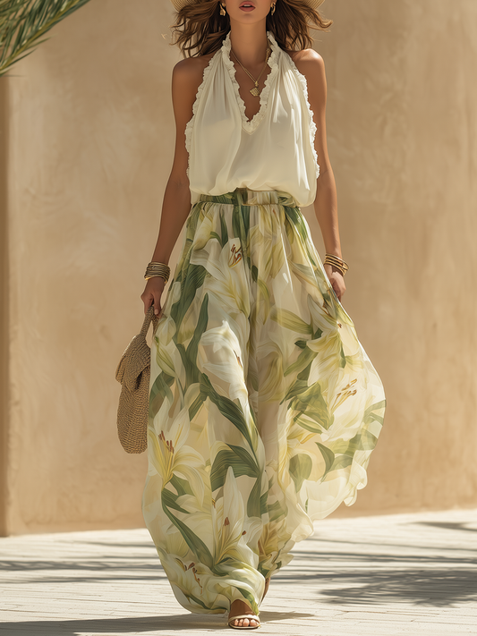 Lysandra | Conjunto Fluido Estampado de Lirios