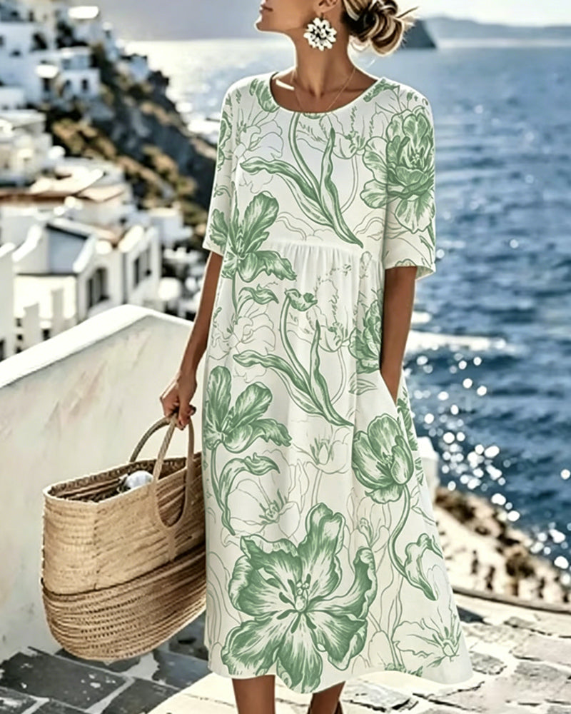 Vestido estampado de flores tropicales