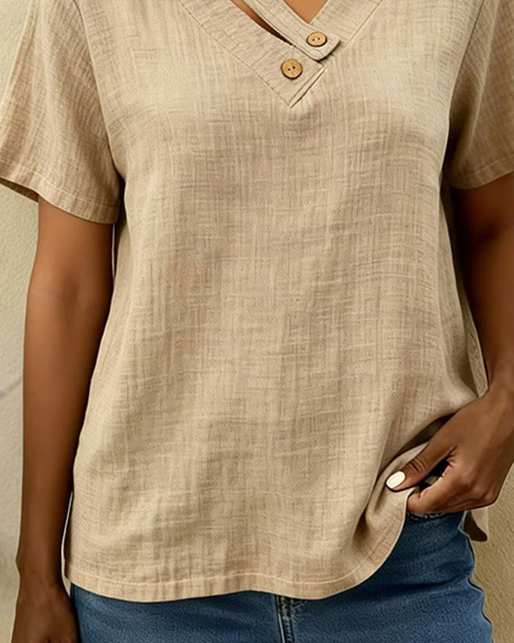 Camiseta con cuello en V abombado