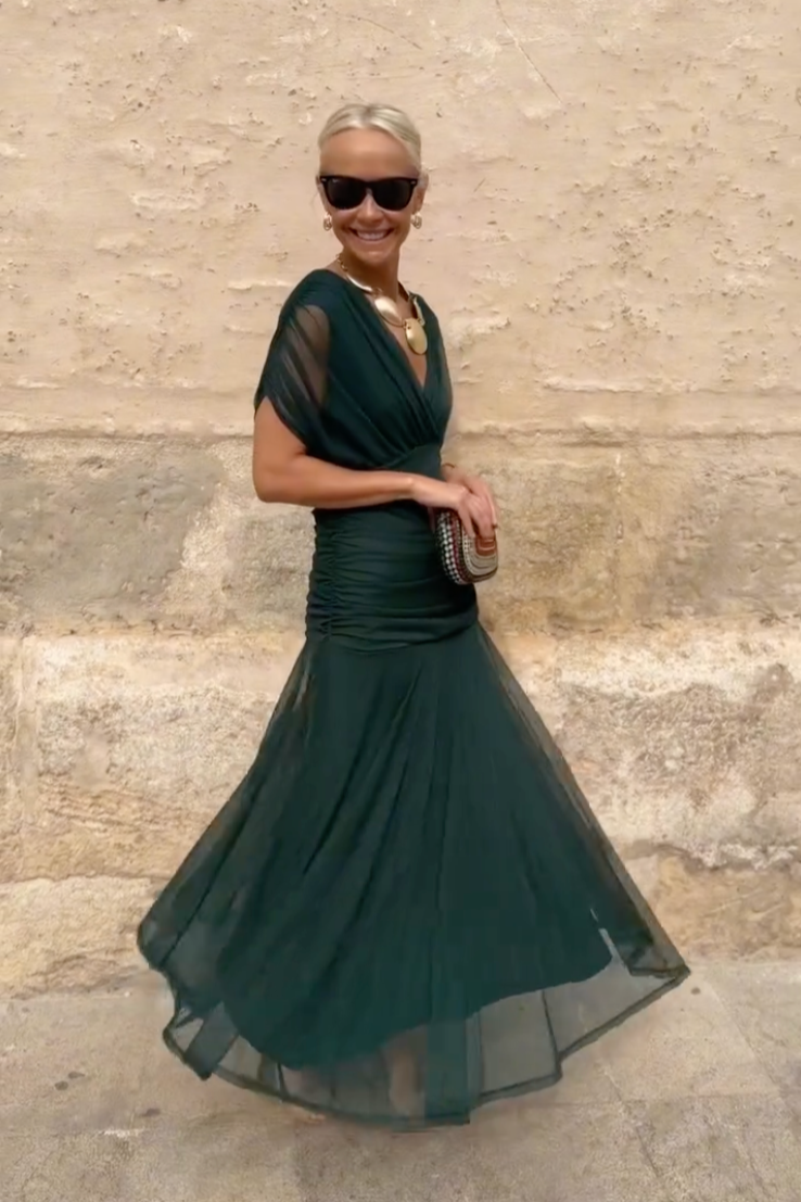 Vestido de ceremonia Louise Lange, elegante, con escote en V