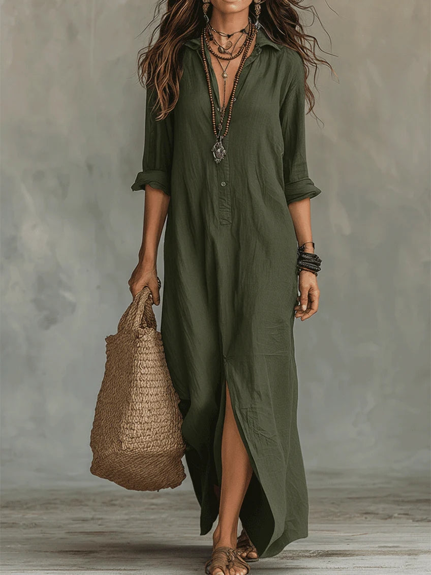 Soline | Vestido maxi negro con botones