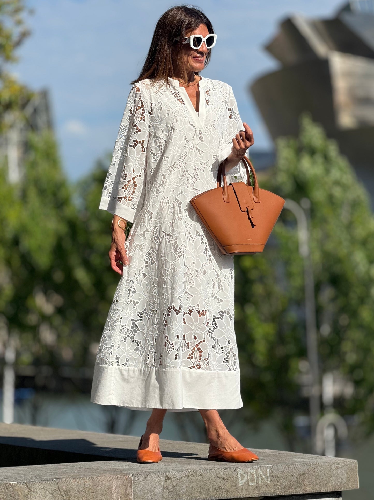 Vestido Luana de encaje blanco