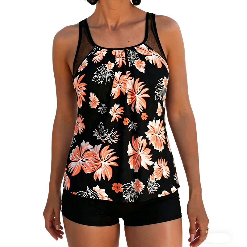 Tankini con cobertura del vientre estampado
