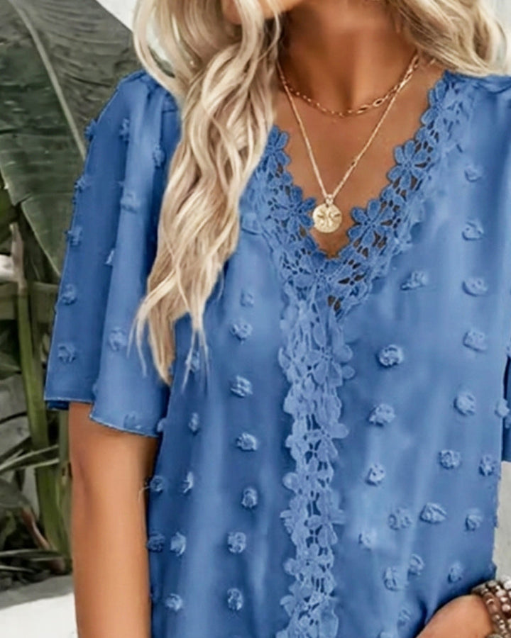 Blusa jacquard con manga volante