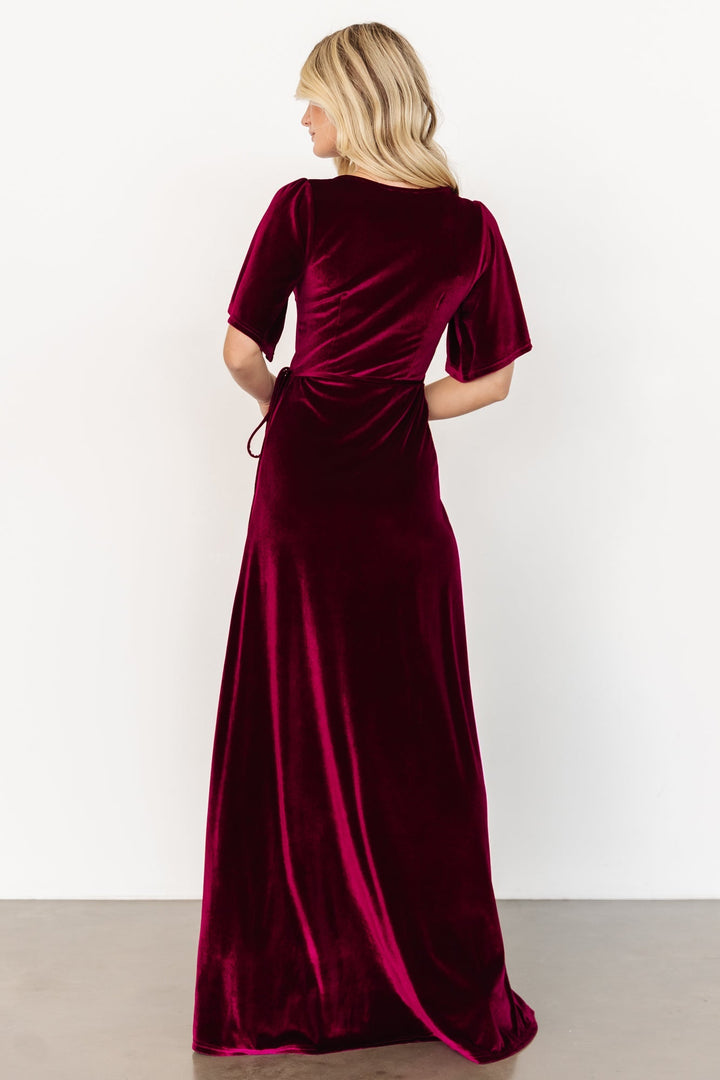 Mulberry | Vestido largo envolvente de terciopelo Meghan