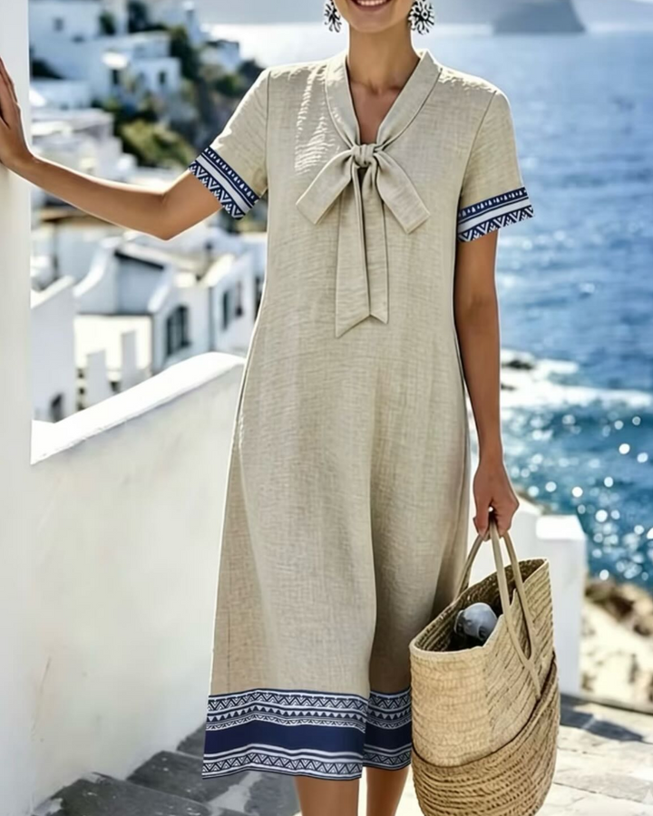 Vestido de Verano con escote en V y lazo