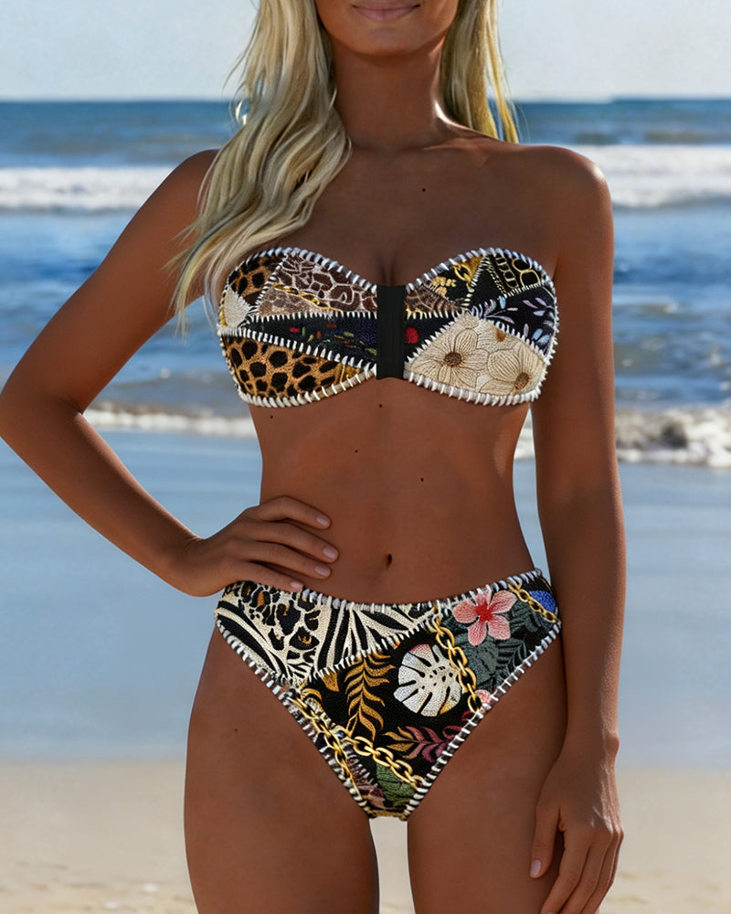 Bikini bralette de bloques de color