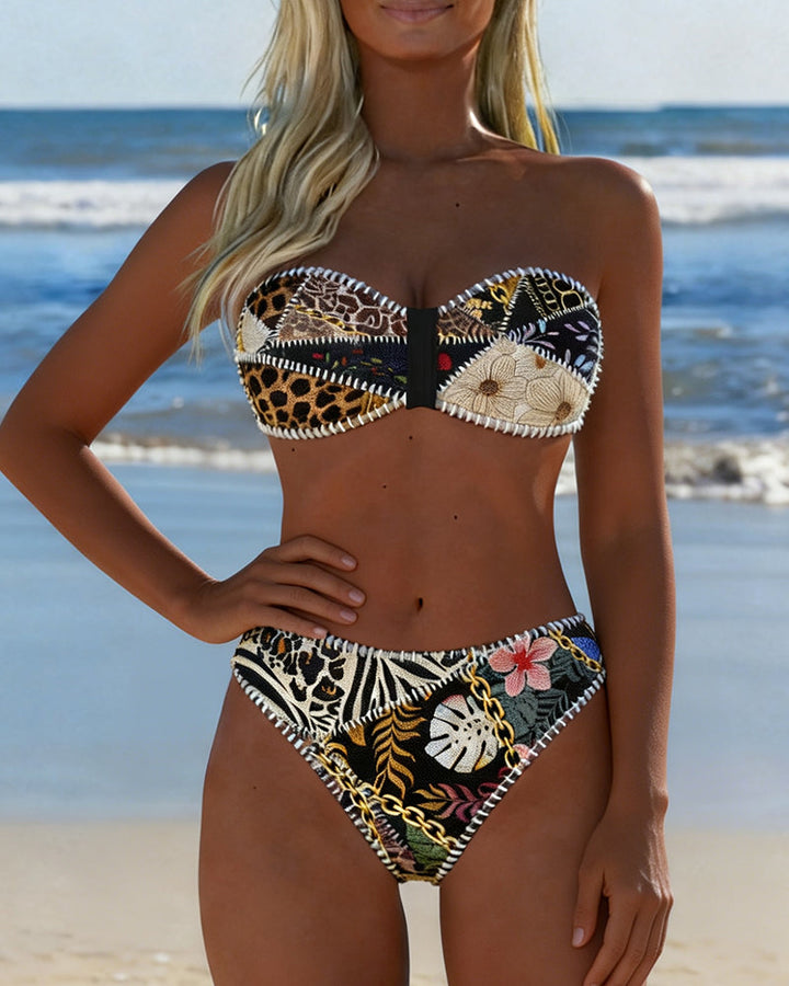 Bikini bralette de bloques de color