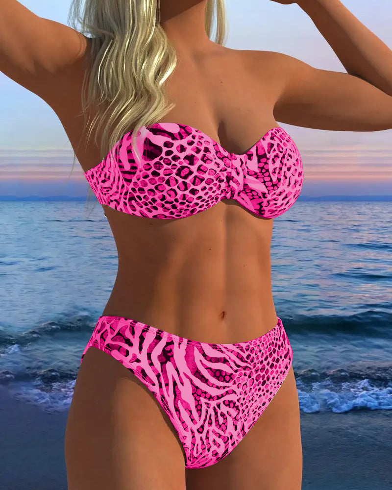 Bikini sexy de estampado leopardo de dos piezas