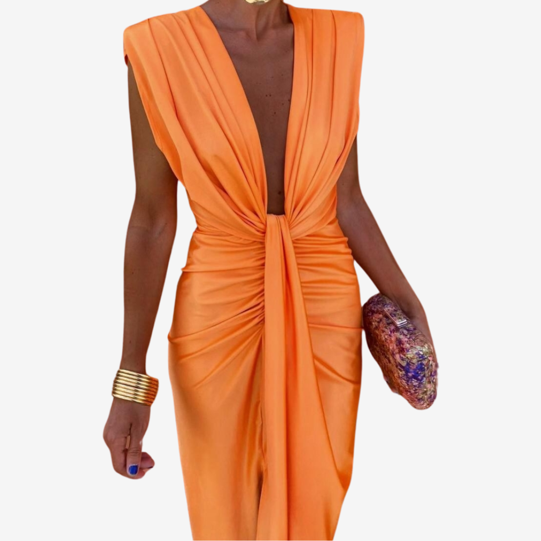 Assia™ Vestido midi drapeado