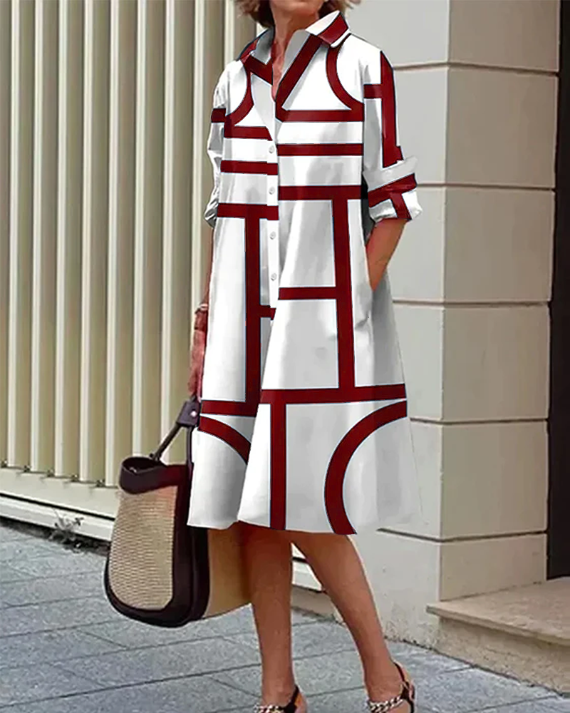 Mavrelle | Vestido con bolsillos y estampado geométrico