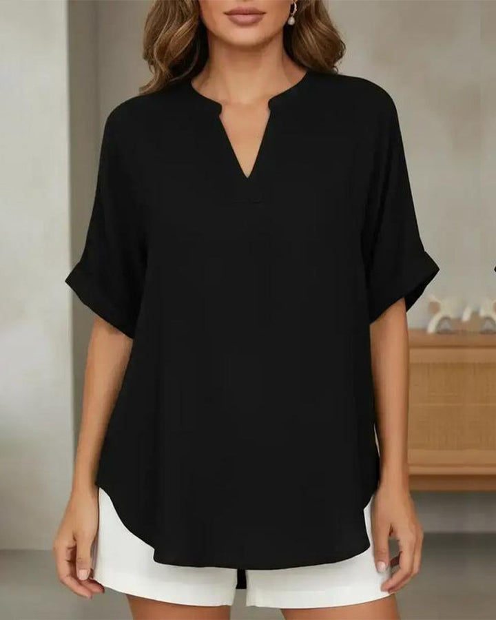 Blusa holgada de color liso para mujer casual