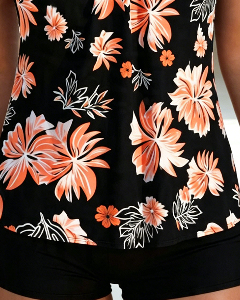 Tankini con cobertura del vientre estampado