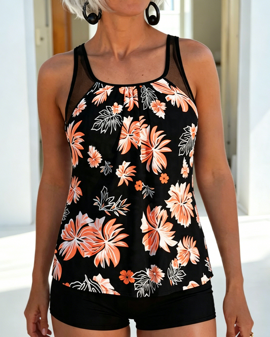 Tankini con cobertura del vientre estampado