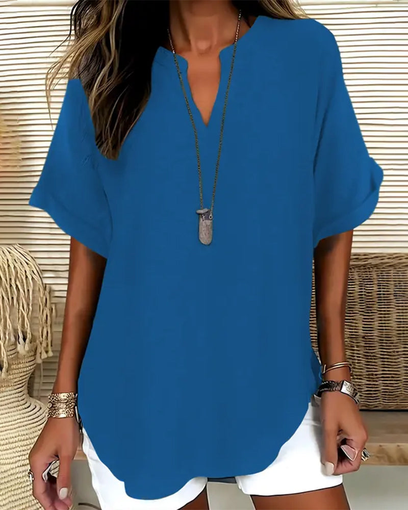 Blusa holgada de color liso para mujer casual