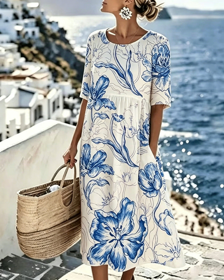 Vestido estampado de flores tropicales