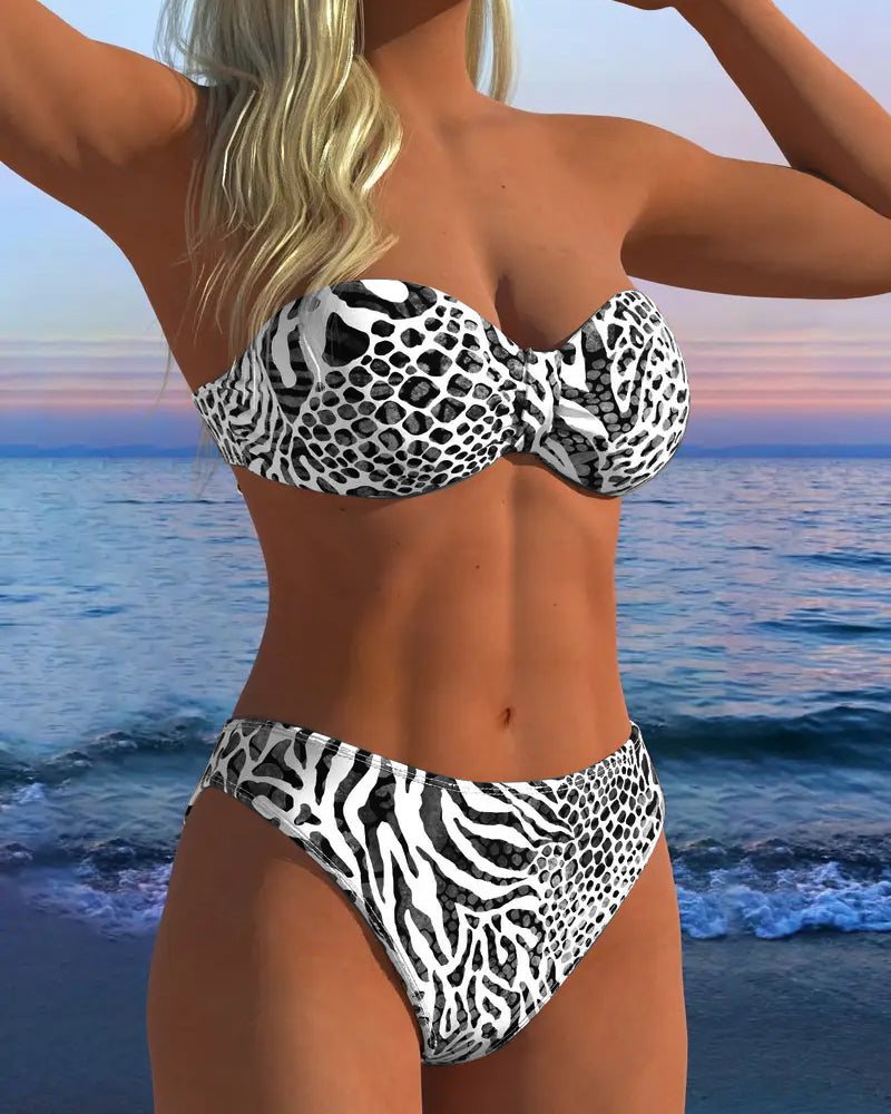 Bikini sexy de estampado leopardo de dos piezas