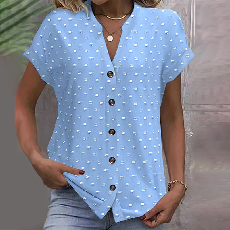Blusa azul de hombros descubiertos