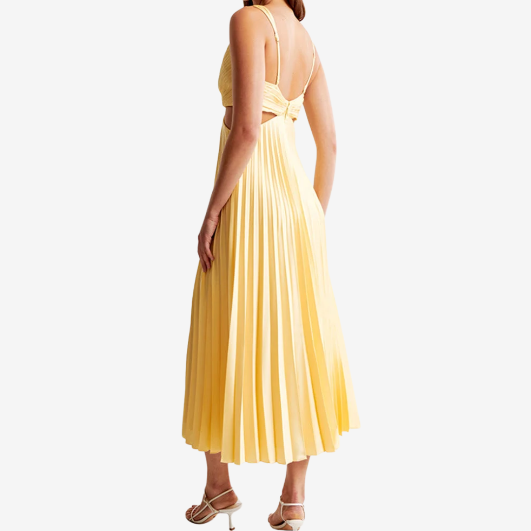 Vivienne™ Vestido de noche midi plisado con espalda descubierta