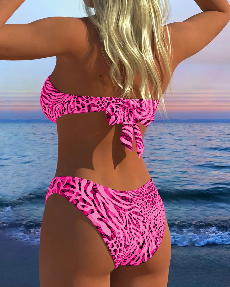 Bikini sexy de estampado leopardo de dos piezas
