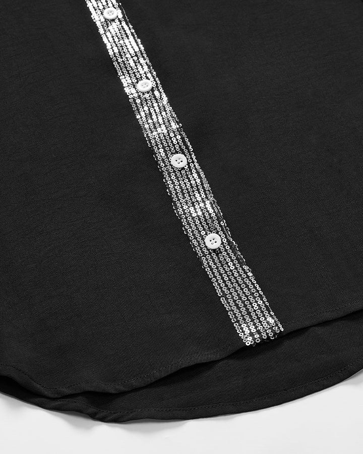 Top casual con paneles y botones con lentejuelas