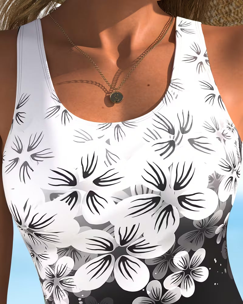 Traje de baño de una pieza con estampado floral