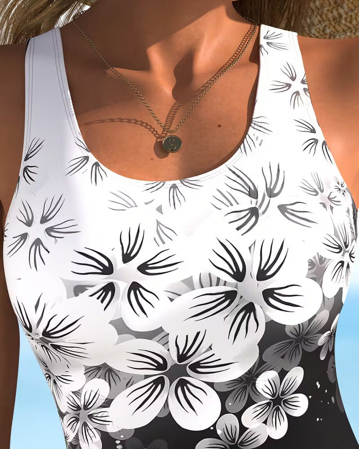 Traje de baño de una pieza con estampado floral