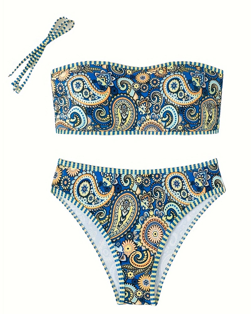 Bikini de dos piezas con estampado étnico